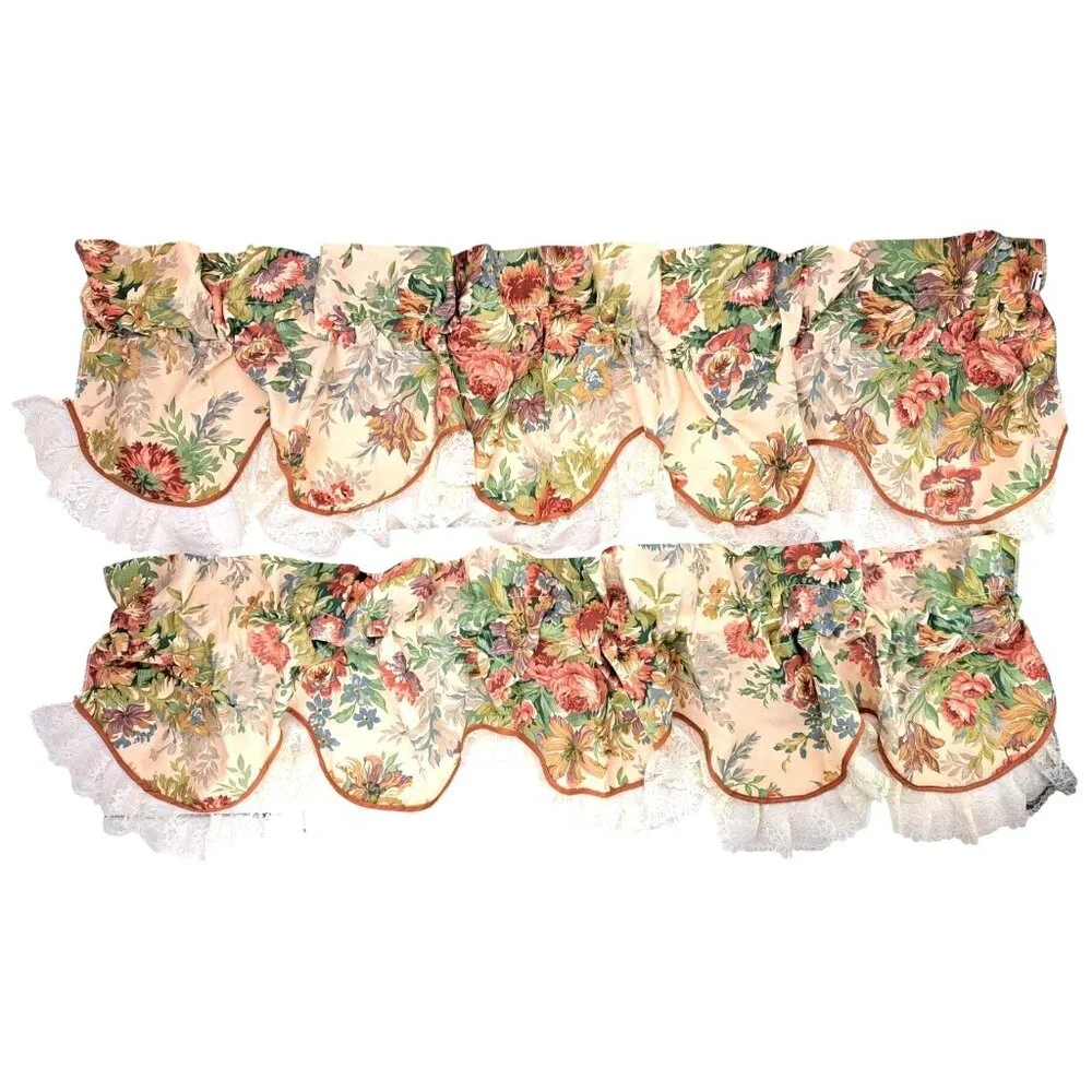 Vintage Lady Linda Floral Scallop Valance Lace Rose 70